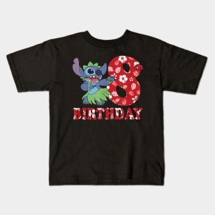 8th Birthday Stitch Hula Dancer Kids T-Shirt